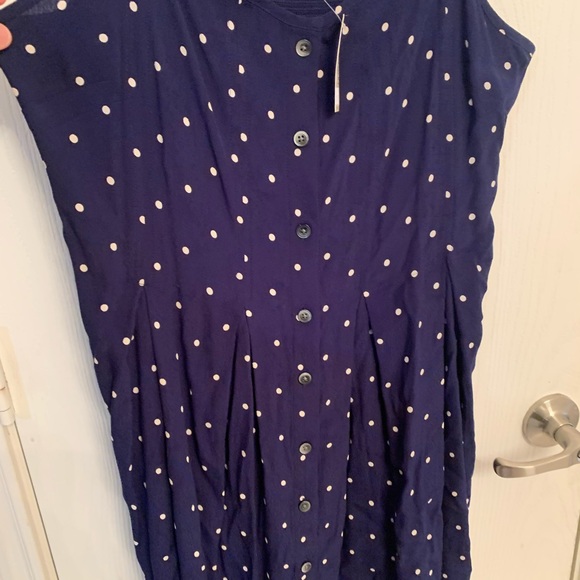 Madewell Ruffle-Strap Button-Front Dress in Polka Dot sz 14 - Picture 3 of 7
